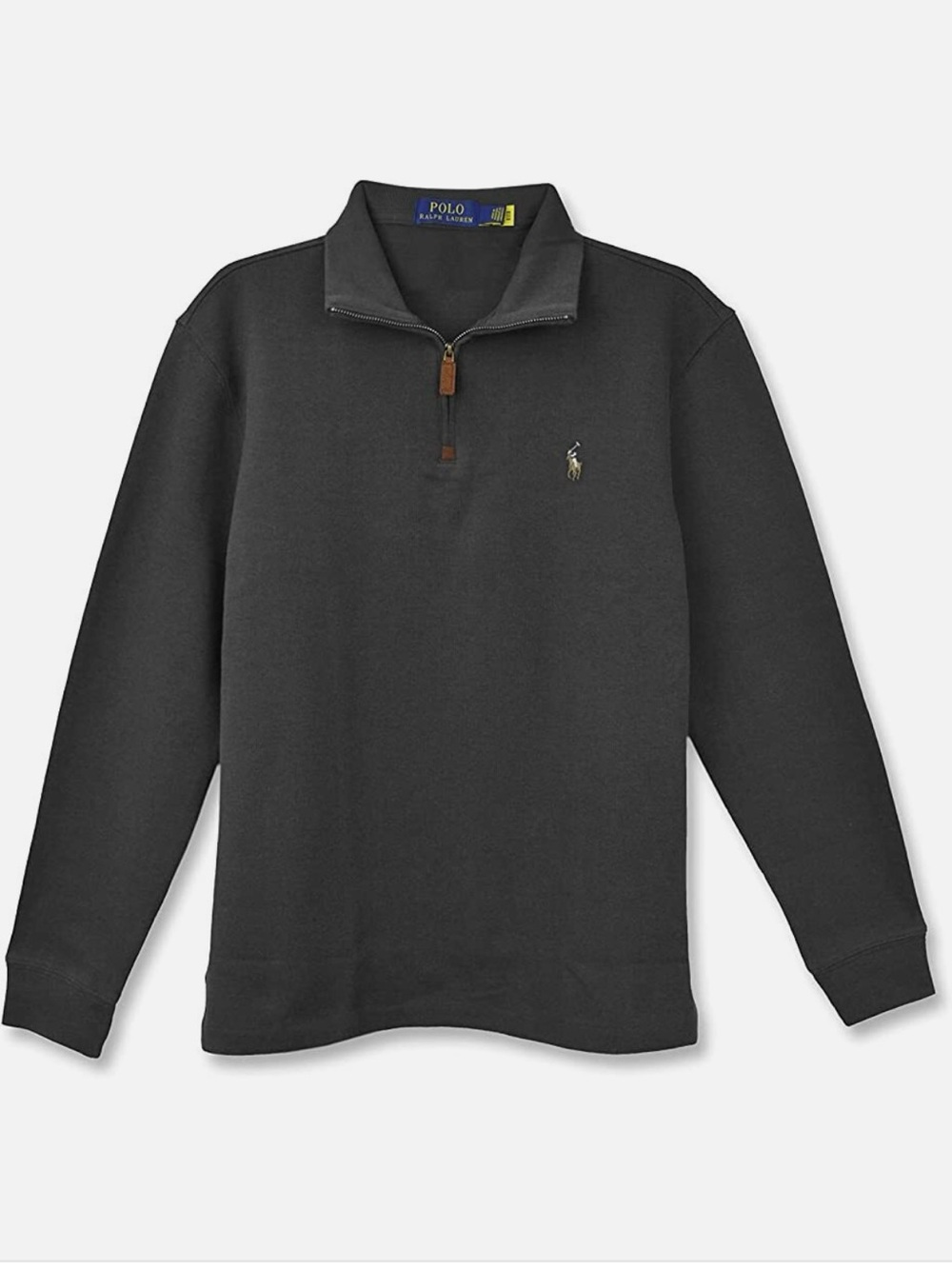 Ralph Lauren Black Quarter-Zip Pullover with Embroidered Pony